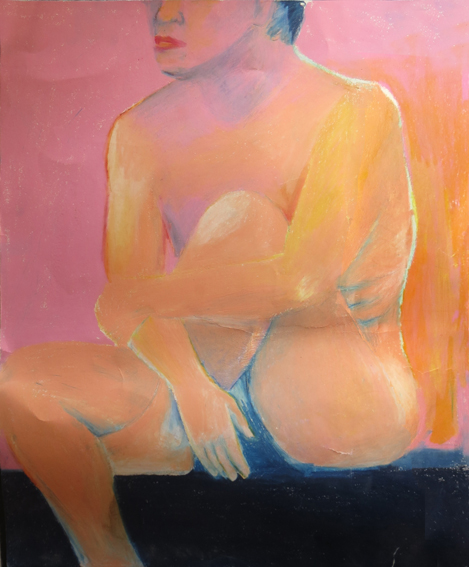 Seated figure in crayon